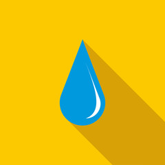 Wall Mural - Blue shiny water drop icon, flat style