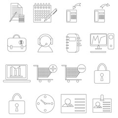 Poster - marketing icons set, thin line style
