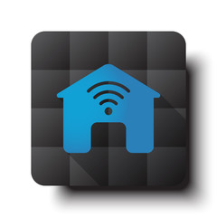 Wall Mural - flat smart home icon on black app button with drop shadow