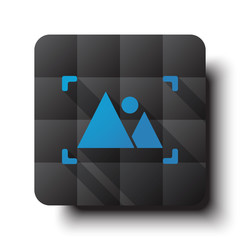 Wall Mural - flat picture icon on black app button with drop shadow