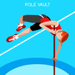 Athletics Pole Vault Summer Games Icon Set.3D Isometric Athlete.Sporting Championship International Athletics Competition.Sport Infographic Pole Vault Athletics High Jump Vector Illustration