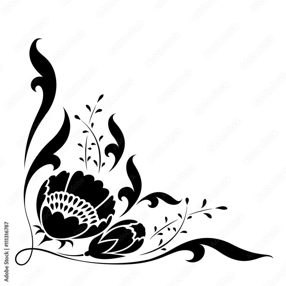 graphic flower conner, vector Stock Vector | Adobe Stock