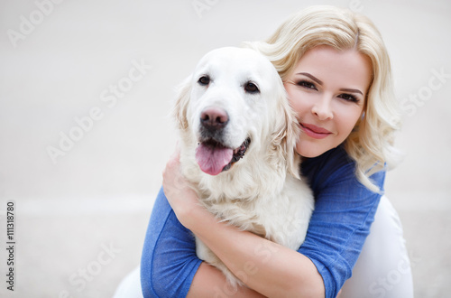 Beautiful Woman With Curly Blonde Hair And Brown Eyes Wearing A