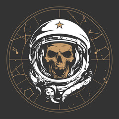 skull astronaut illustration
