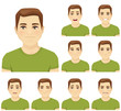 Young man expression set