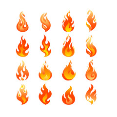 Poster - Red Burning Fire Flame Logo set design vector template