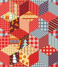 Seamless Patchwork Pattern For Christmas New Year Background. Vector Illustration Of Quilt.