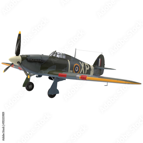 Cuadros en Lienzo Hawker Hurricane Aircraft isolated on white 3D Illustration