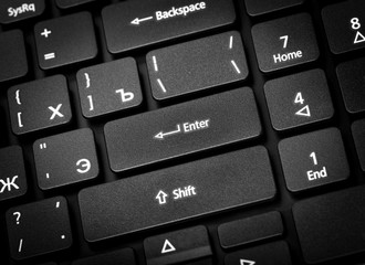 Poster - Electronic collection - laptop keyboard. The focus on the Enter