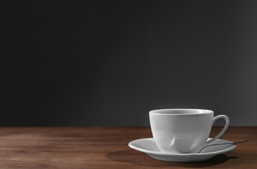 Wall Mural - Cup of tea on wooden table