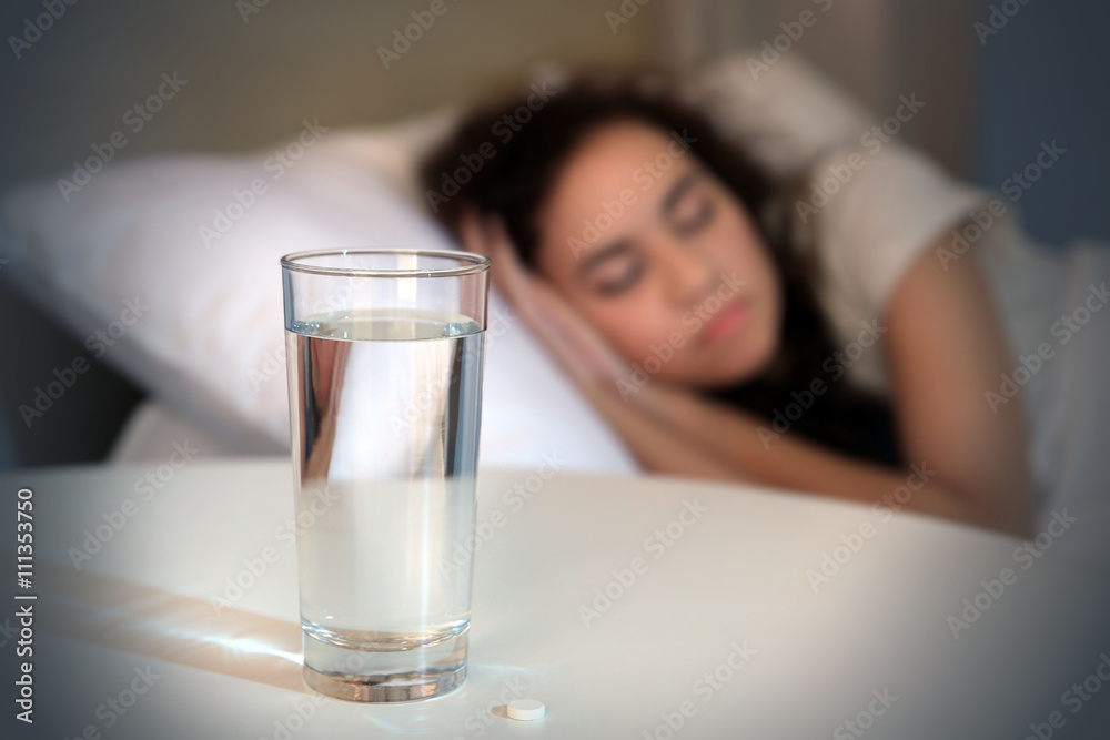 Beautiful girl sleeping in bed