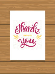 Wall Mural - Thank you. Hand lettering sign for a card. Template thanksgiving cards, calligraphy.