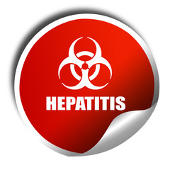 Hepatitis virus concept background, 3D rendering, red sticker wi