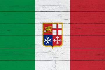 Flag of Italy on wooden background