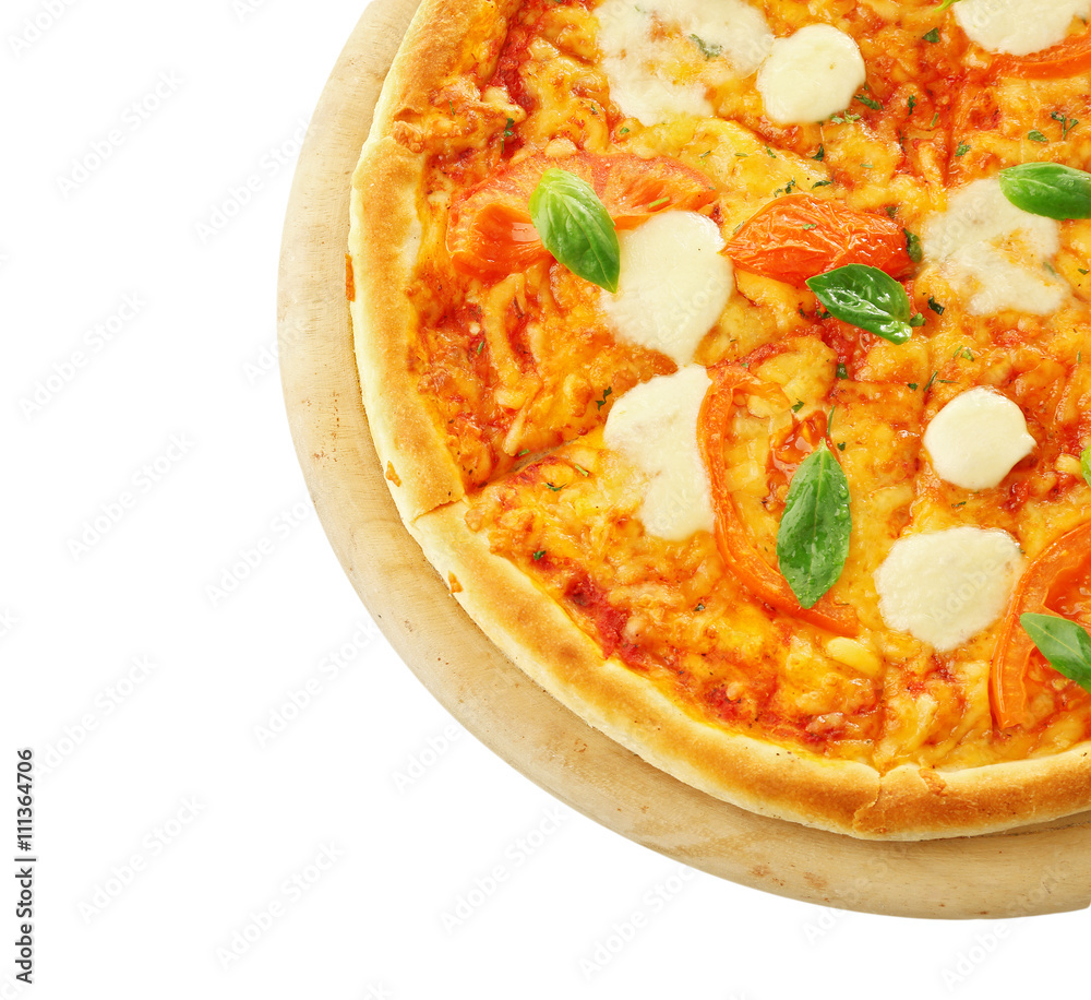 Margherita pizza, isolated on white