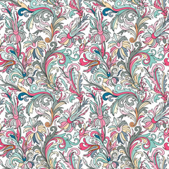 Wall Mural - Doodle colorful pastel floral hand draw seamless pattern