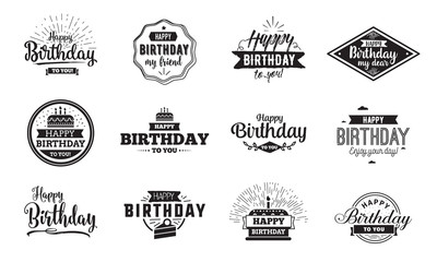 Wall Mural - Happy Birthday typographic set. Vector design.