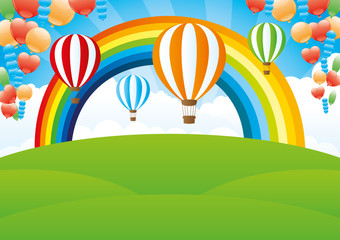 Wall Mural - Rainbow and balloons.