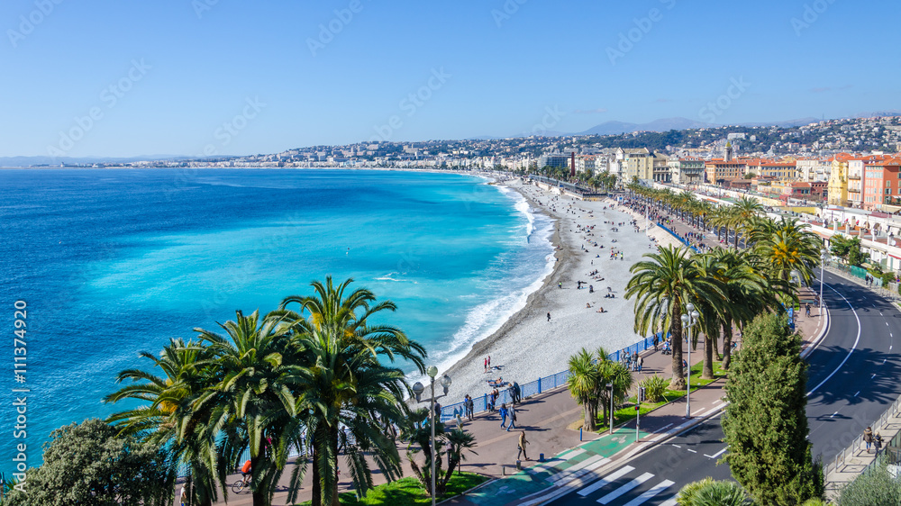Nice visit card view on the bay of Angels, France - obrazy, fototapety, plakaty 