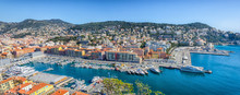 Panoramic View Of Nice Port And Buildings In Mountains