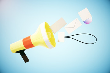 Poster - Megaphone blue background