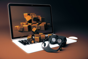 Aufkleber - Virtual reality glasses notebook