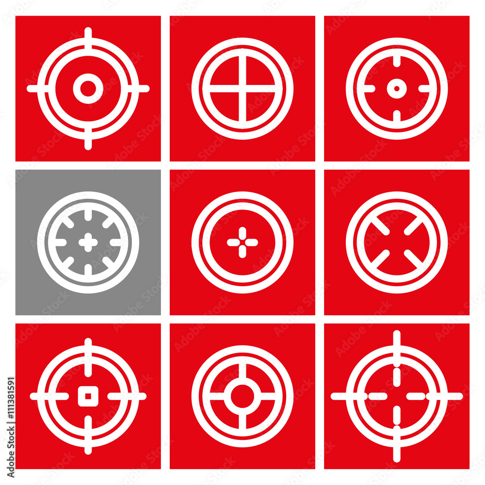 Collection of flat game targets isolated. Crosshair icon. Aim icon ...