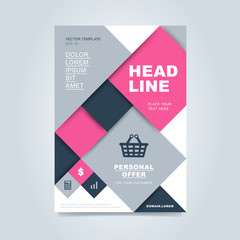 Wall Mural - Brochure design template, business layout, vector illustration. Cover and back side for flyer or magazine.