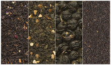 Tea Varieties Green Black Balls And Floral Collage