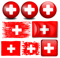 Wall Mural - Switzerland flag on different items