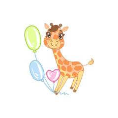 Sticker - Giraffe With Balloons