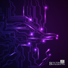 Poster - Circuit board vector purple background