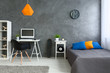 Grey room with little color