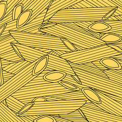 Wall Mural - Vector penne pasta background for kitchen and cafe 