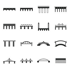 Poster - Bridge set icons, simple style