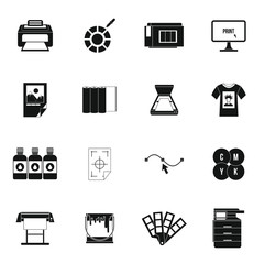 Fototapete - Printing icons set, simple style