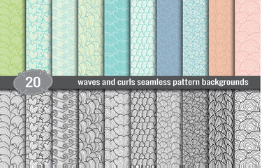 Wall Mural - waves and curls seamless pattern.pattern swatches included for illustrator user, pattern swatches in