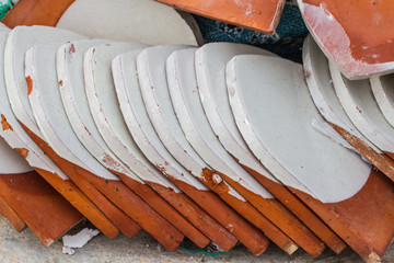  stack of ceramic roof tiles 