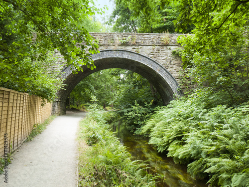Fotomural Bridge over Llangollen canal with towpath Wales UK