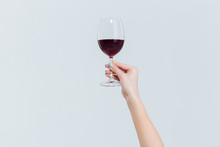 Female Hand Holding Glass With Wine