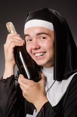 Wall Mural - Funny man wearing nun clothing