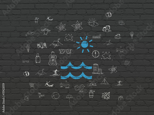 Fotografia Tourism concept: Beach on wall background
