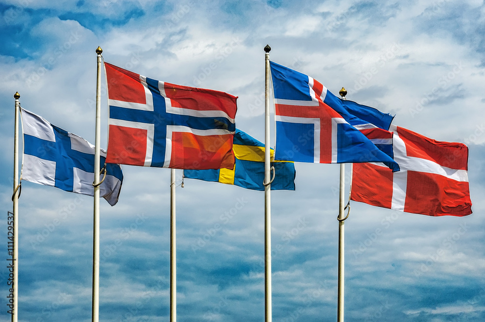 Flags of Scandinavia - obrazy, fototapety, plakaty 