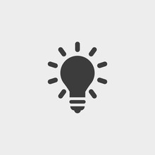 Lightbulb Icon In A Flat Design In Black Color. Vector Illustration Eps10