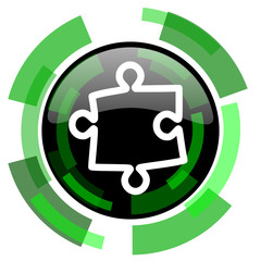 Poster - puzzle icon, green modern design isolated button, web and mobile app design illustration