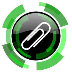 Poster - paperclip icon, green modern design isolated button, web and mobile app design illustration