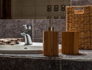 Sink in the bathroom with decorations