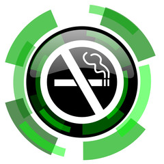 Poster - no smoking icon, green modern design isolated button, web and mobile app design illustration