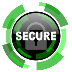 Fototapete - secure icon, green modern design isolated button, web and mobile app design illustration