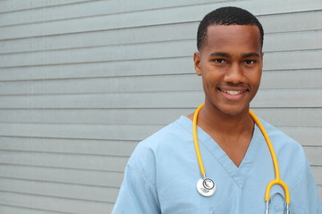 Portrait of a young smiling nurse with copyspace 